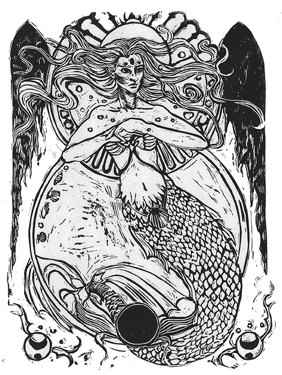 mermaid woodcut